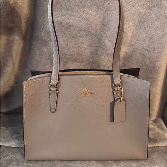 Coach Taupe Leather Tote Bag - Picture 1 of 5